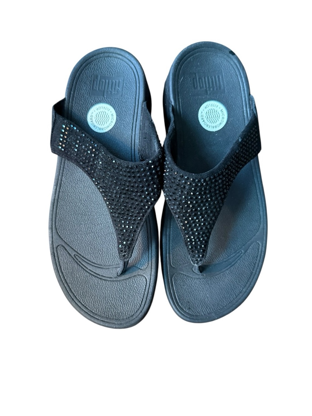 Fitflop Black NWOT Jeweled Thongs sz 7 (fits like 7.5/8)